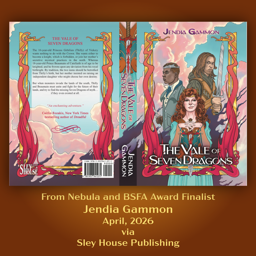Full paperback cover for THE VALE OF SEVEN DRAGONS by Jendia Gammon